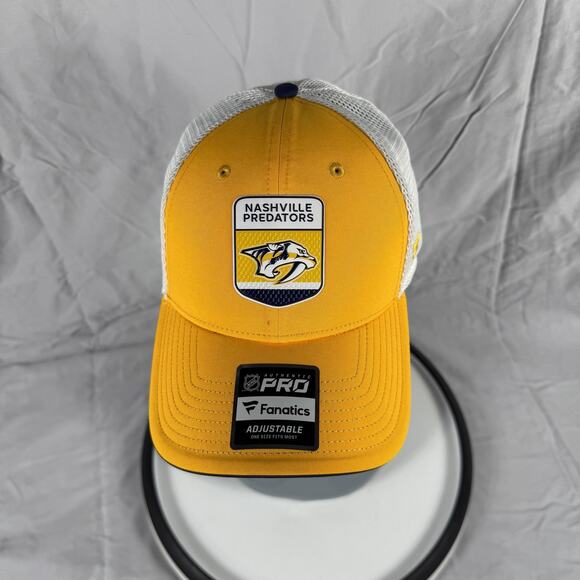 Nashville Predators Hat Cap Snap Back Yellow White NHL Hockey Trucker Mesh Mens - Picture 7 of 8